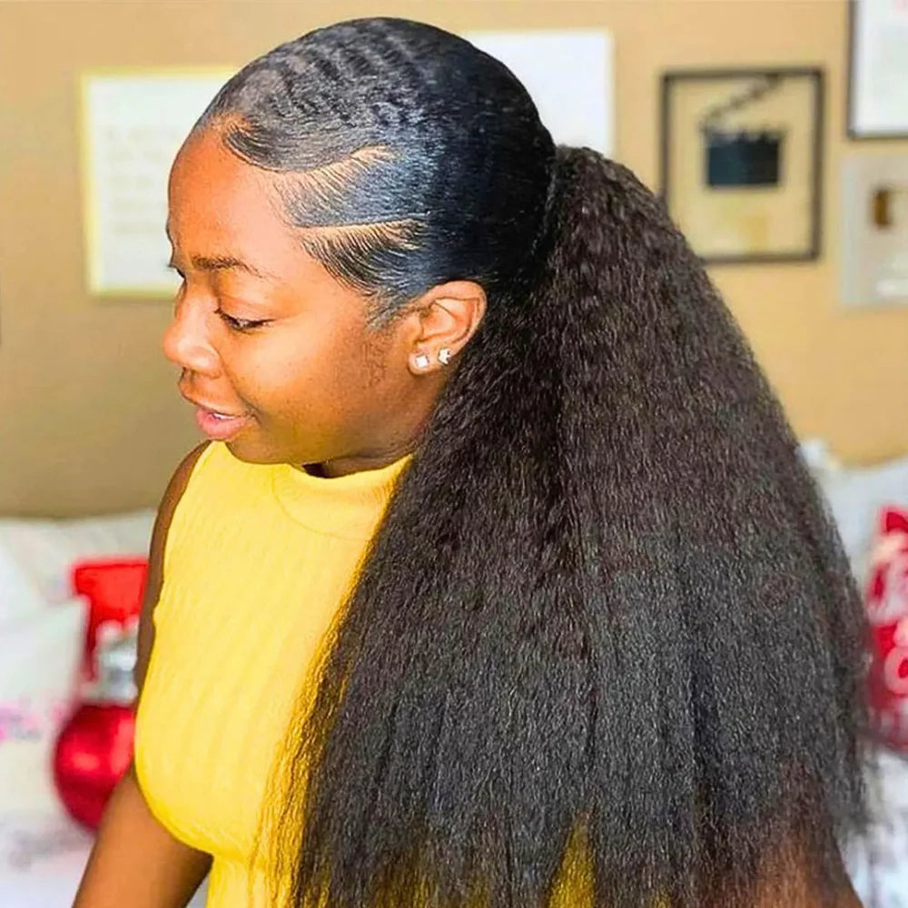 Kinky Straight Ponytail Drawstring Human Hair Extensions Vietnamese Raw 100% Human Hair Clip In For Women Ponytail Natural Hair
