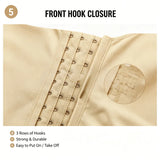 Women's front-zipper body shaper with mesh back, tummy control, lace trim, and butt-lifting shorts