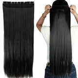 Brazilian Remy human hair one-piece clip-in extension, natural straight hair with seamless clips