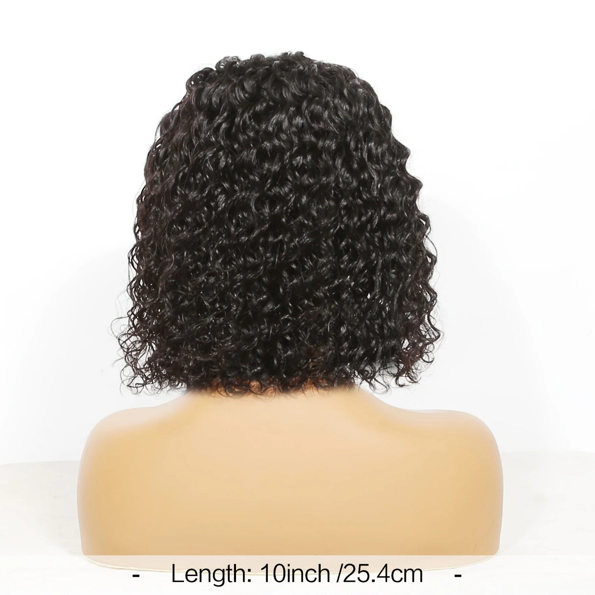 HSF Marketplace deep wave headband wig, human hair curly bob in natural black, full machine-made wig