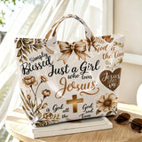 Faith-inspired floral print tote bag by HSF Marketplace for daily outings