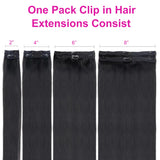 Brown Brazilian human hair clip-in extensions, seamless straight unprocessed hair for a full head styling set