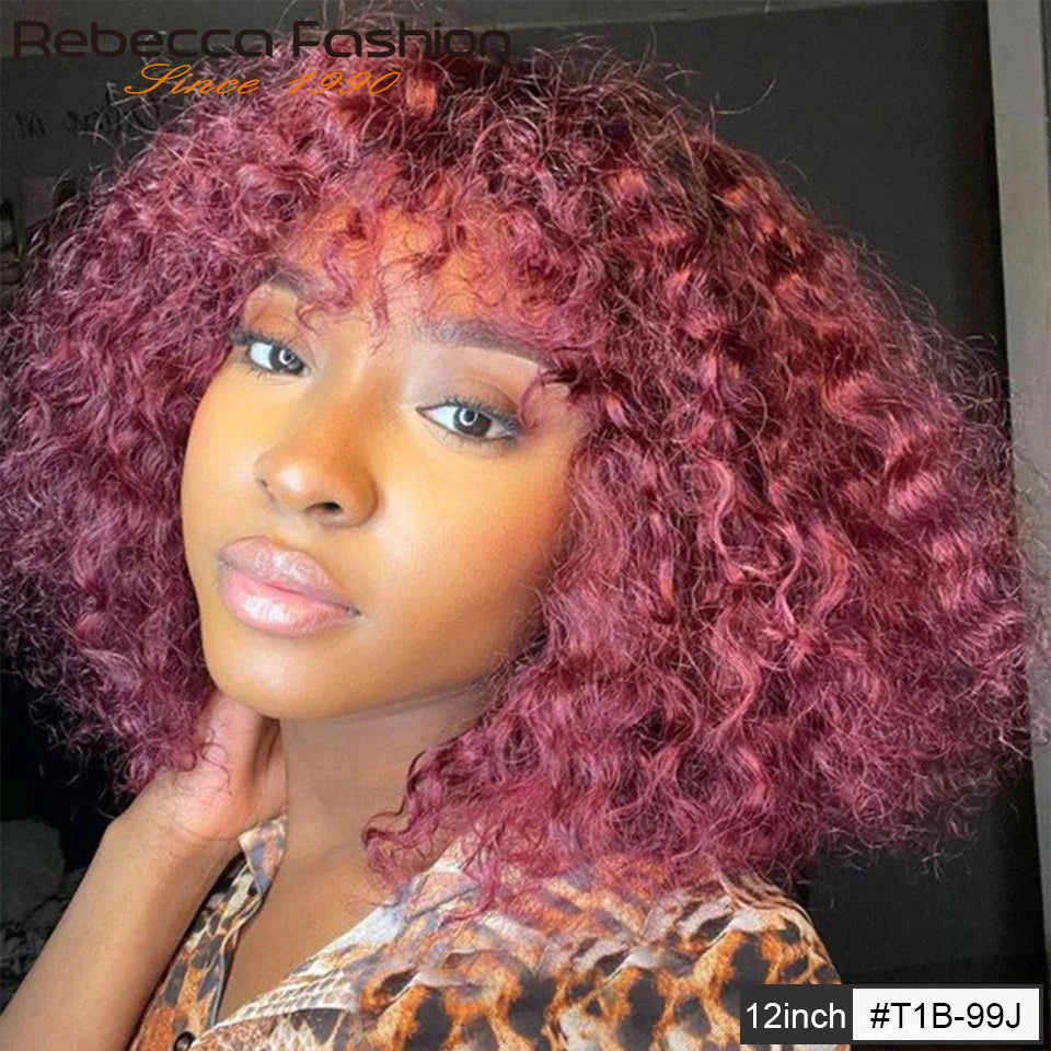 Jerry curly pixie bob human hair wig with bangs for women, HSF Marketplace