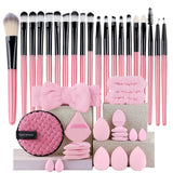 Premium synthetic kabuki makeup brushes set with foundation, concealer, powder, blush, blending, face and eye brushes