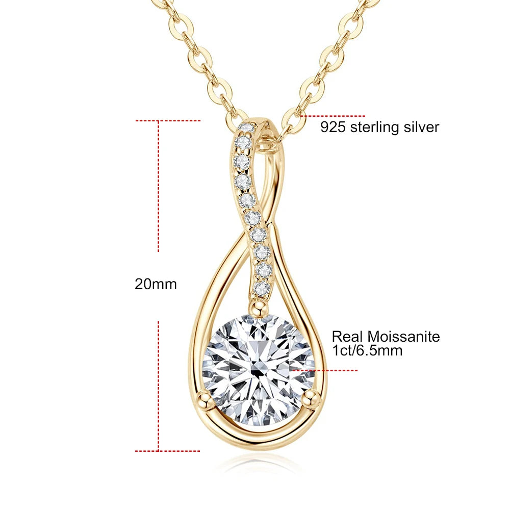 Brilliant 2-3CT moissanite necklace with 925 sterling silver and 14k gold plating, elegant jewelry pendant for women