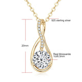 Brilliant 2-3CT moissanite necklace with 925 sterling silver and 14k gold plating, elegant jewelry pendant for women