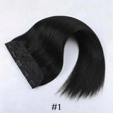 Brazilian straight one-piece clip-in hair extension in natural Remy human hair with seamless invisible clips