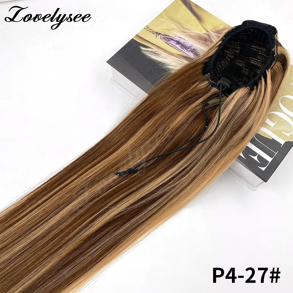 14-18 inch short straight drawstring ponytail clip-in extension, 100% Brazilian human hair by HSF Marketplace