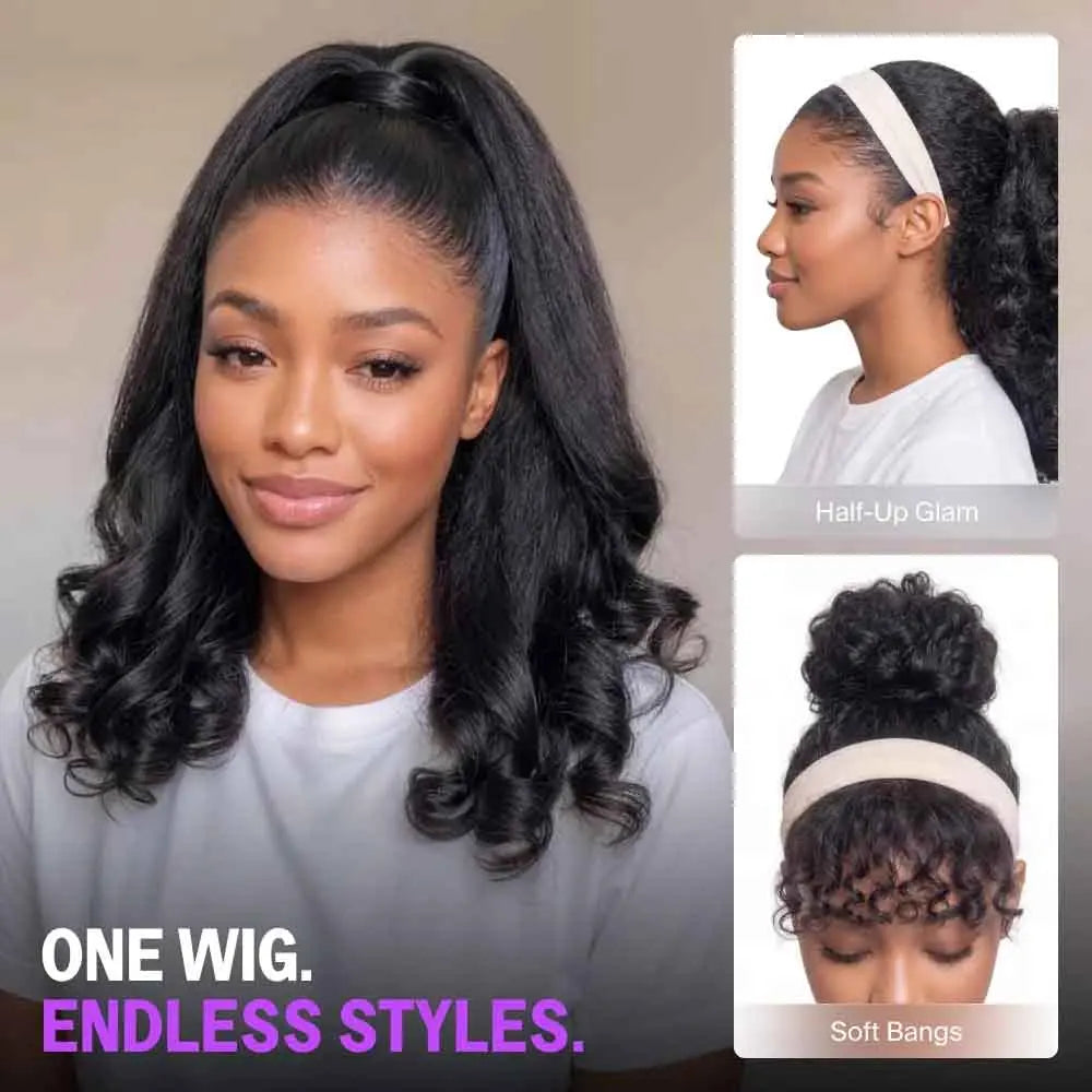 Megalook Burmese curl ponytail with invisible drawstring band, high-density virgin human hair afro curls