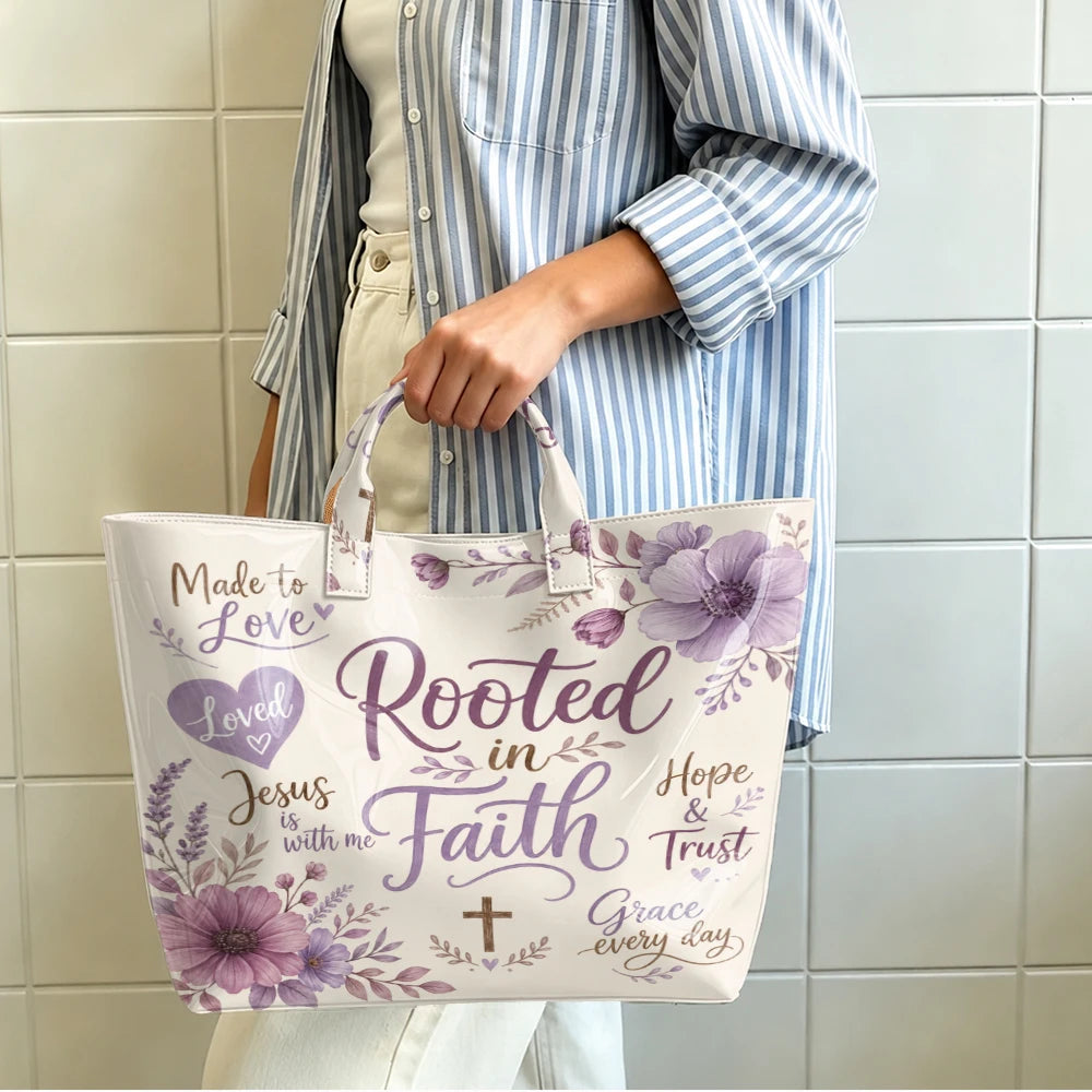 Inspirational floral tote bag for women, large capacity handbag with colorful flower design
