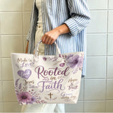 Inspirational floral tote bag for women, large capacity handbag with colorful flower design