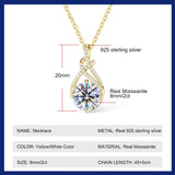 Brilliant 2-3ct moissanite pendant necklace in 925 sterling silver plated with 14k gold, elegant jewelry for women.