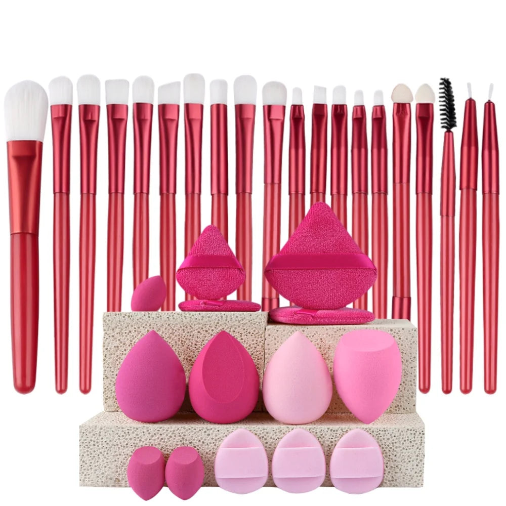 HSF Marketplace premium synthetic makeup brushes set with kabuki, foundation, concealer, powder, blush, and eye brushes