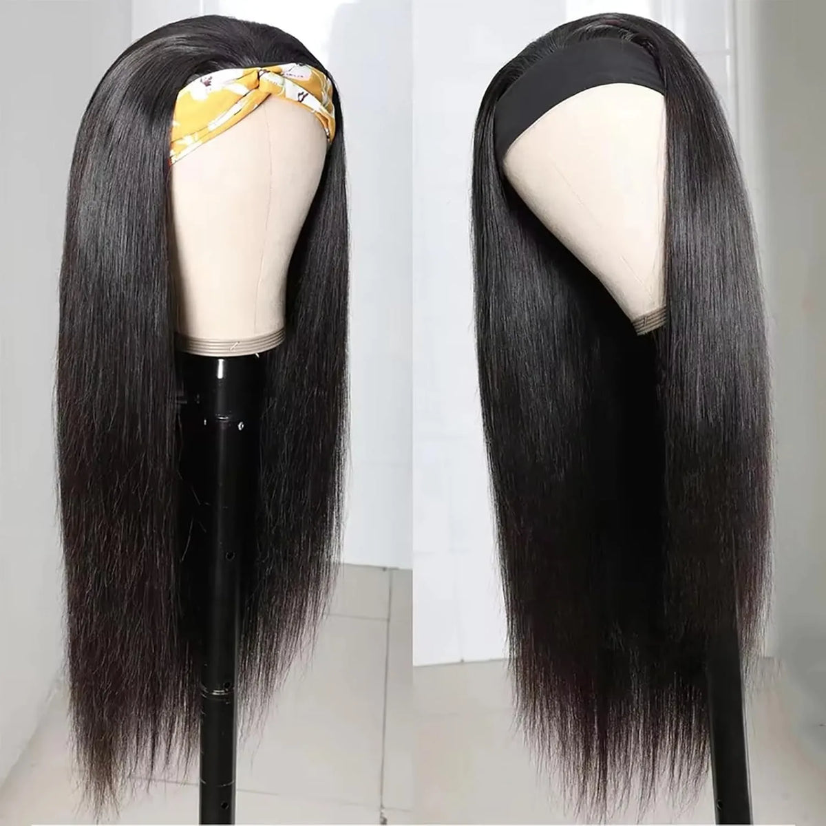 4/27 highlight ombre straight human hair headband wig, glueless Brazilian virgin hair, 150% density