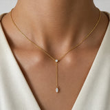 S925 silver marquise moissanite necklace for women with an elegant pendant design