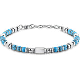 1PC Stainless Steel Fossil Obsidian Tiger's Eye Turquoise Pearl Beaded Bracelet for Men Women Natural Gemstone Stackable Healing Body Jewelry Daily Wear Meditation Party Holiday Best Friend Birthday Anniversary Gift Fashion A