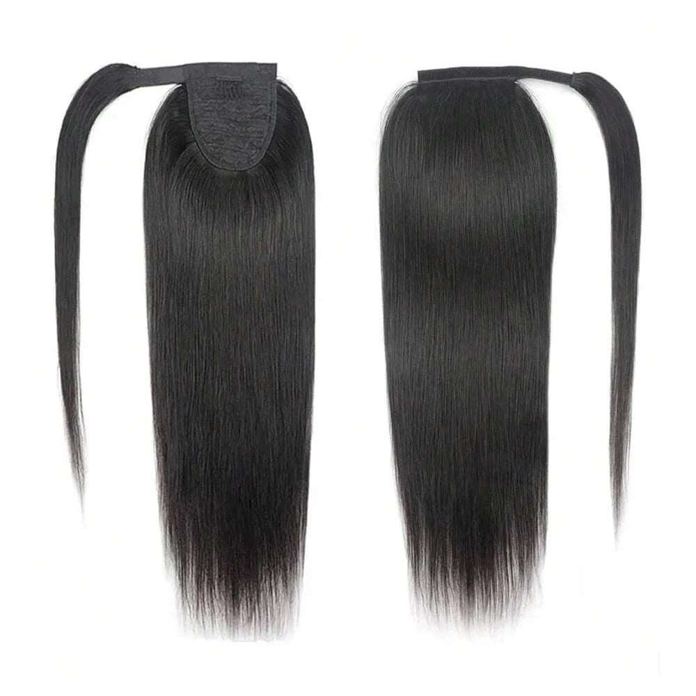 Straight Wrap Around Ponytail Human Hair Extensions Natural Color Hairpiece Brazilian Remy Hair Clip In Ponytail Hair Extensions