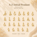 Gold plated heart initial necklace for women featuring a stainless steel A-Z letter pendant, waterproof monogram jewelry.