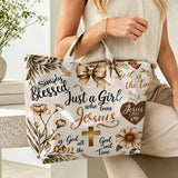 Faith-inspired floral print tote bag by HSF Marketplace for daily outings