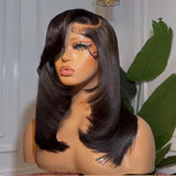 HD transparent lace front human hair wig by HSF Marketplace, Brazilian straight, pre-plucked, 13x4 lace, layered wavy style for women