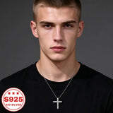 S925 sterling silver cross pendant necklace with cubic zirconia by HSF Marketplace