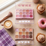 s.f.r color CAKE 15-color eyeshadow palette with purple cake-themed matte and glitter shades