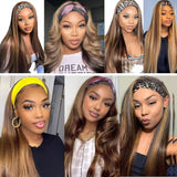 4/27 highlight ombre straight Brazilian human hair headband wig, glueless style for women