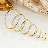 6 pairs of 14K gold plated chunky hoop earrings with 925 sterling silver posts for women