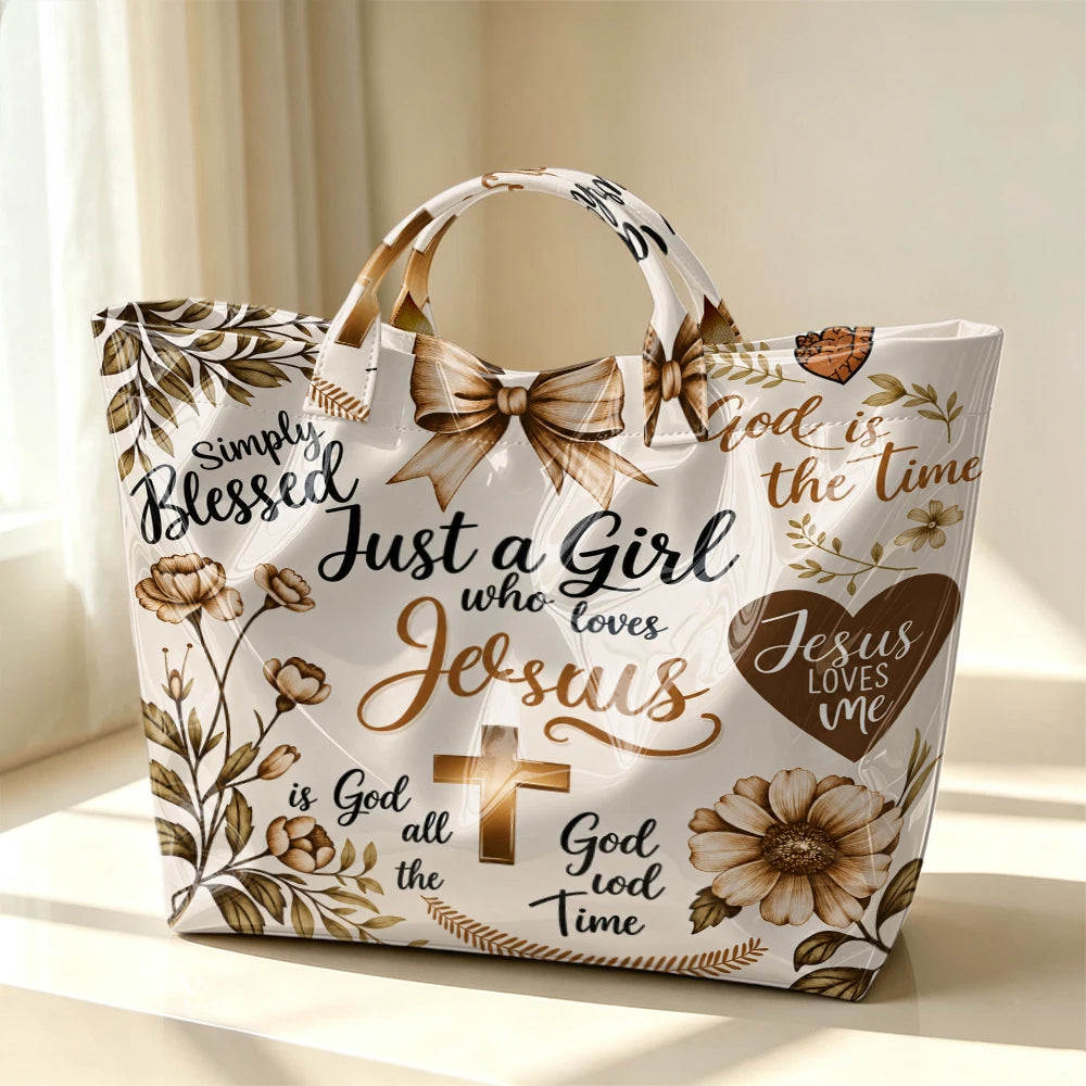 Faith-inspired floral print tote bag by HSF Marketplace for daily outings