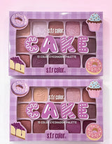 s.f.r color CAKE 15-color eyeshadow palette with purple sweet cake design, matte and glitter shades