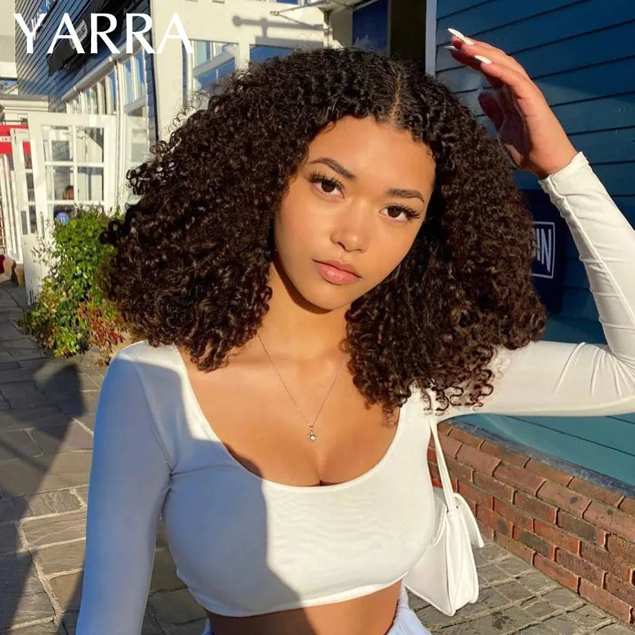 Human Hair Kinky Curly Bundles with Closure Afro Kinky Curly 3-4 Bundles with Closure 100% Curly Human Hair 4x4 Pre Plucked