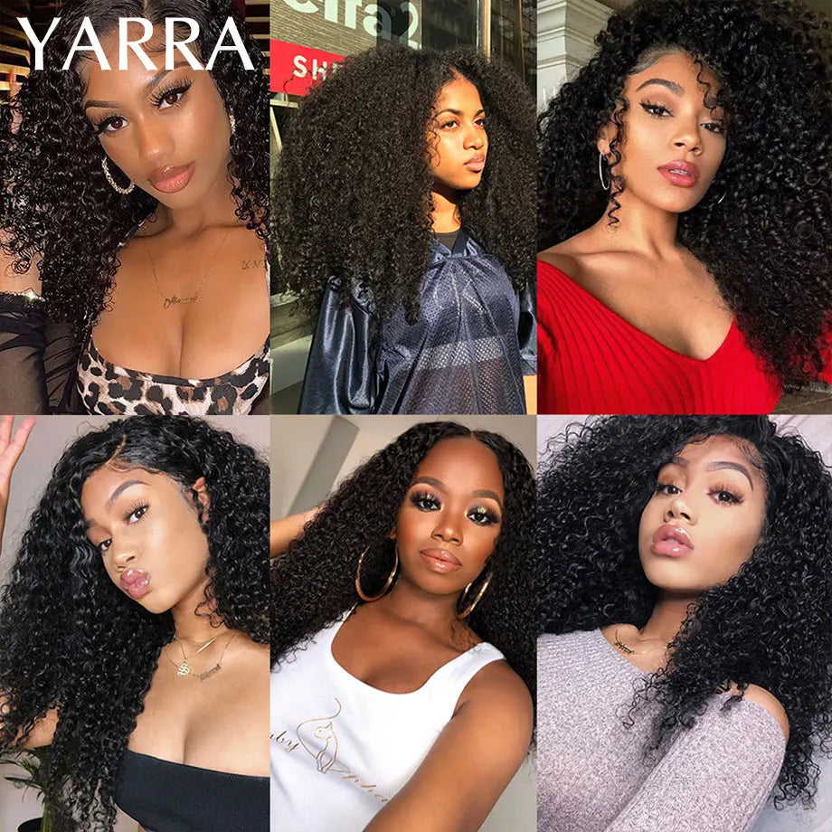 Human Hair Kinky Curly Bundles with Closure Afro Kinky Curly 3-4 Bundles with Closure 100% Curly Human Hair 4x4 Pre Plucked
