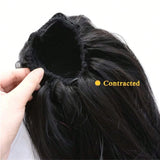 Natural black HSF Marketplace virgin human hair straight drawstring ponytail extension for women