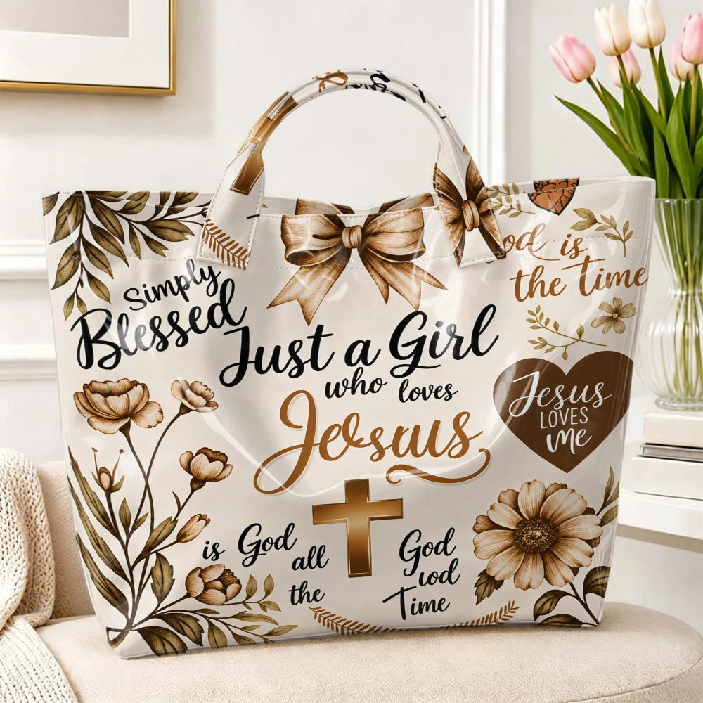 Faith-inspired floral print tote bag by HSF Marketplace for daily outings