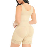 Women’s front-zipper body shaper with mesh back, tummy control, lace trim, and butt-lifting shorts by HSF Marketplace