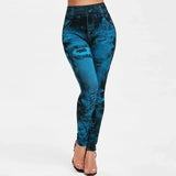Women's high waist imitation jeans stretch leggings with slim push-up fit for gym and streetwear, HSF Marketplace
