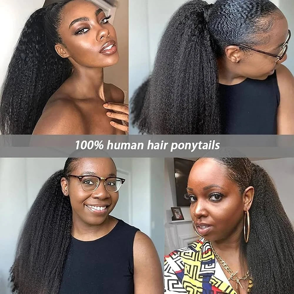 Kinky Straight Ponytail Drawstring Human Hair Extensions Vietnamese Raw 100% Human Hair Clip In For Women Ponytail Natural Hair