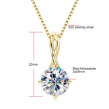 Brilliant 2-3 carat moissanite pendant necklace in 925 sterling silver with 14k gold plating, elegant jewelry for women.