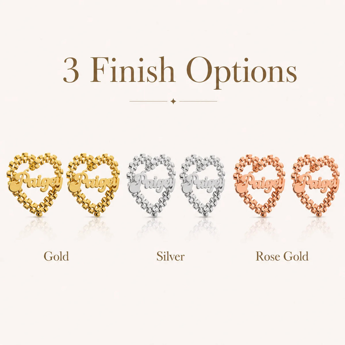 Personalized heart name stud earrings for women, custom jewelry gift by HSF Marketplace