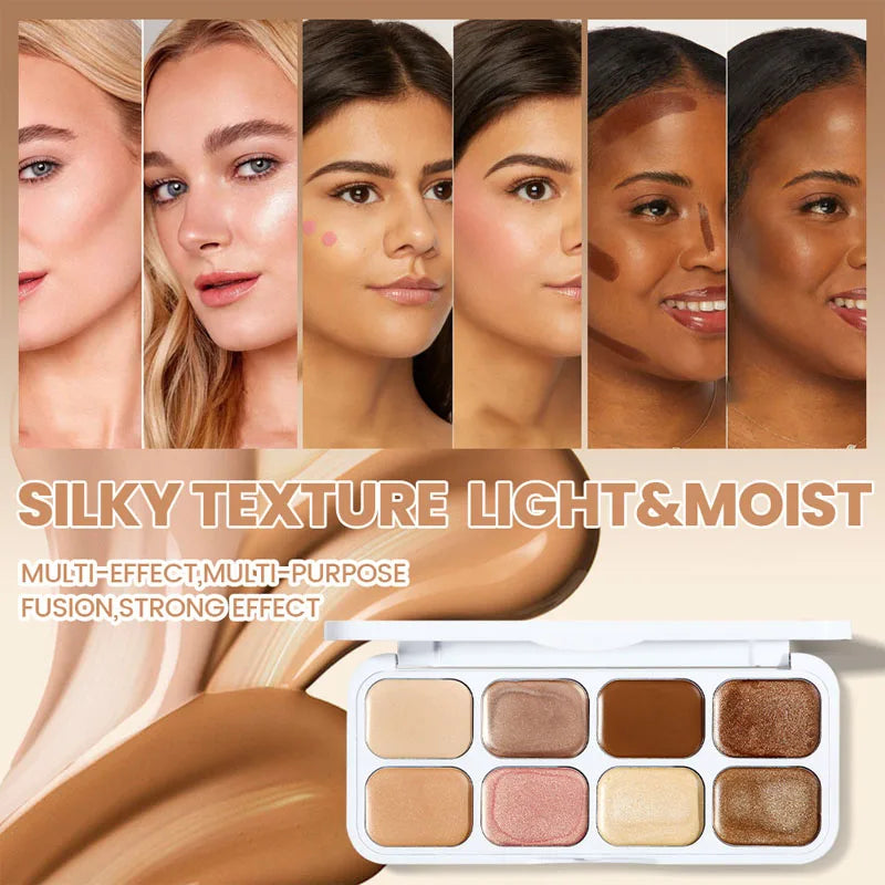 8-color shimmer eyeshadow palette by HSF Marketplace with high-pigment shades for dimensional eye makeup looks