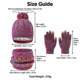 HSF Marketplace kids winter hat scarf gloves set with warm knit pom pom beanie