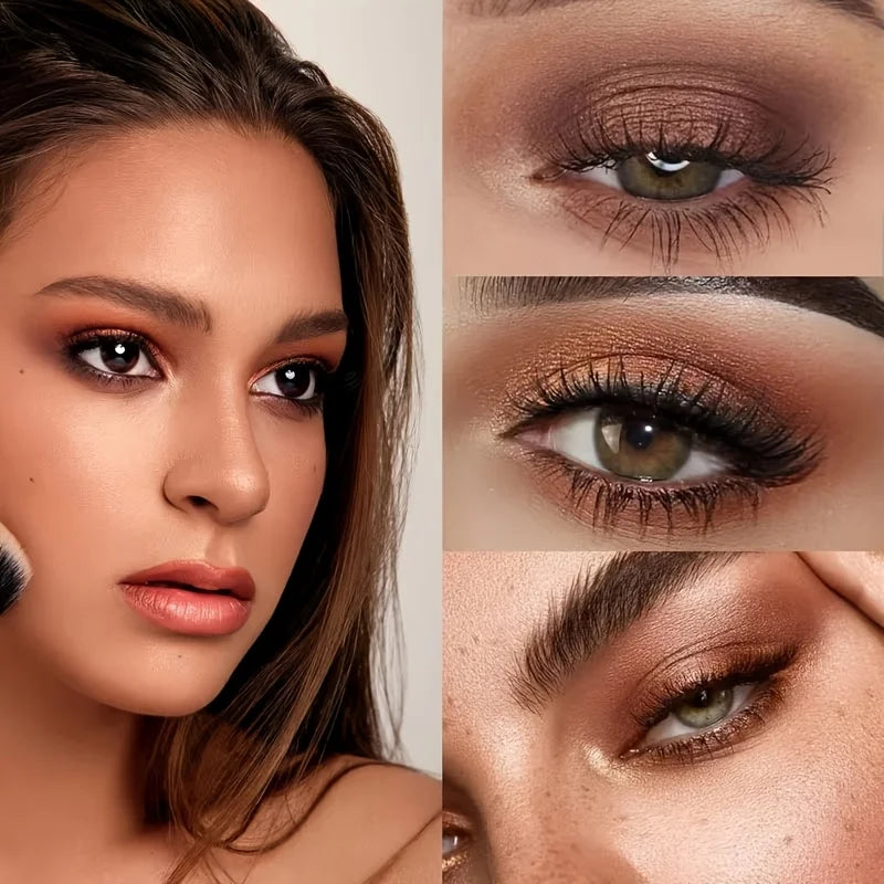 2pcs 9-color chocolate brown and smokey eyeshadow palette set with matte, shimmer, and glitter shades