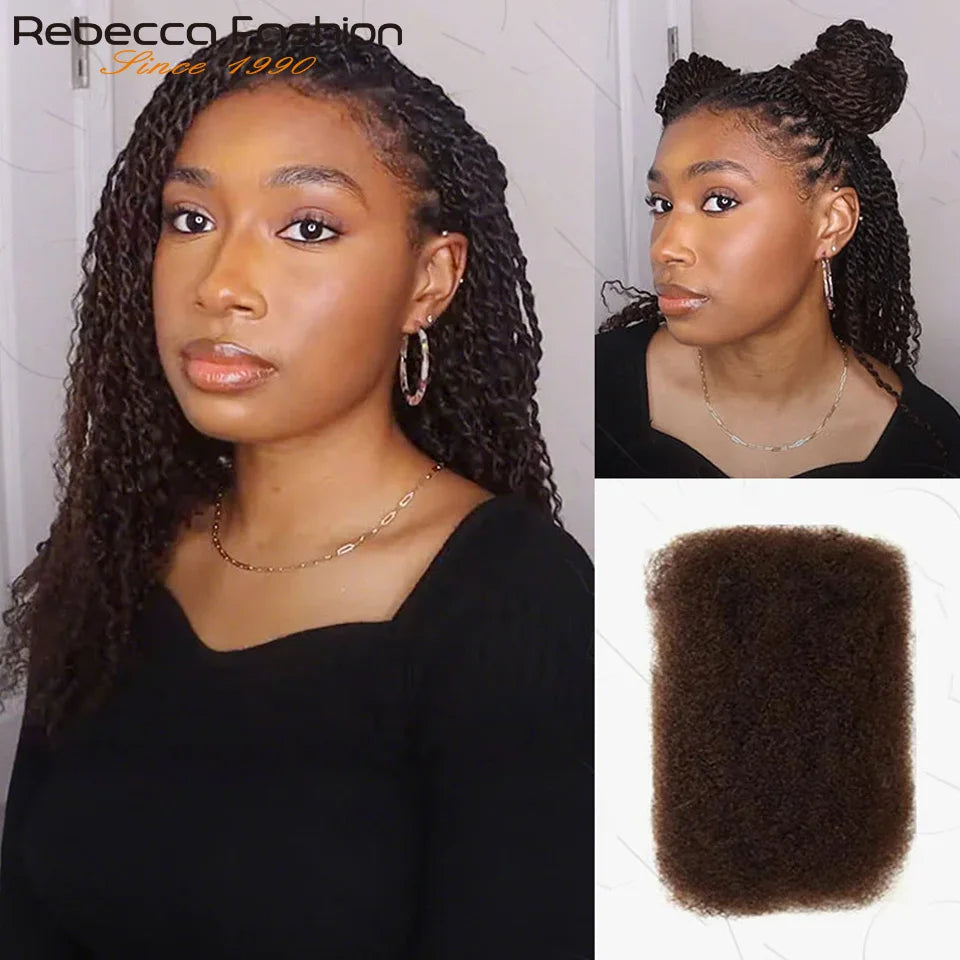 Afro Kinky Curly Bulk Human Hair For Braiding QVR Remy Bulk Hair No Attachment, Soft & Lightweight, Perfect for Braids Twists