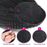 Kinky straight drawstring human hair ponytail in #1B for Black women, Yaki straight Remy hair by HSF Marketplace