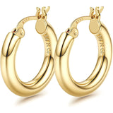 6 pairs 14K gold-plated chunky hoop earrings with 925 sterling silver posts, hypoallergenic statement jewelry for women