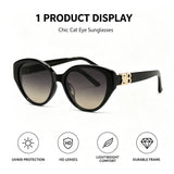 Women’s cat eye sunglasses with tortoiseshell leopard frame and double B metal logo, vintage Y2K style