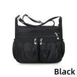 Women nylon waterproof messenger handbag with large capacity, casual crossbody style, suitable for travel and daily use.