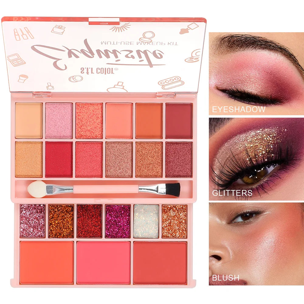 S.f.r Color multi-use makeup kit with matte, shimmer, glitter eyeshadows and blush palette by HSF Marketplace