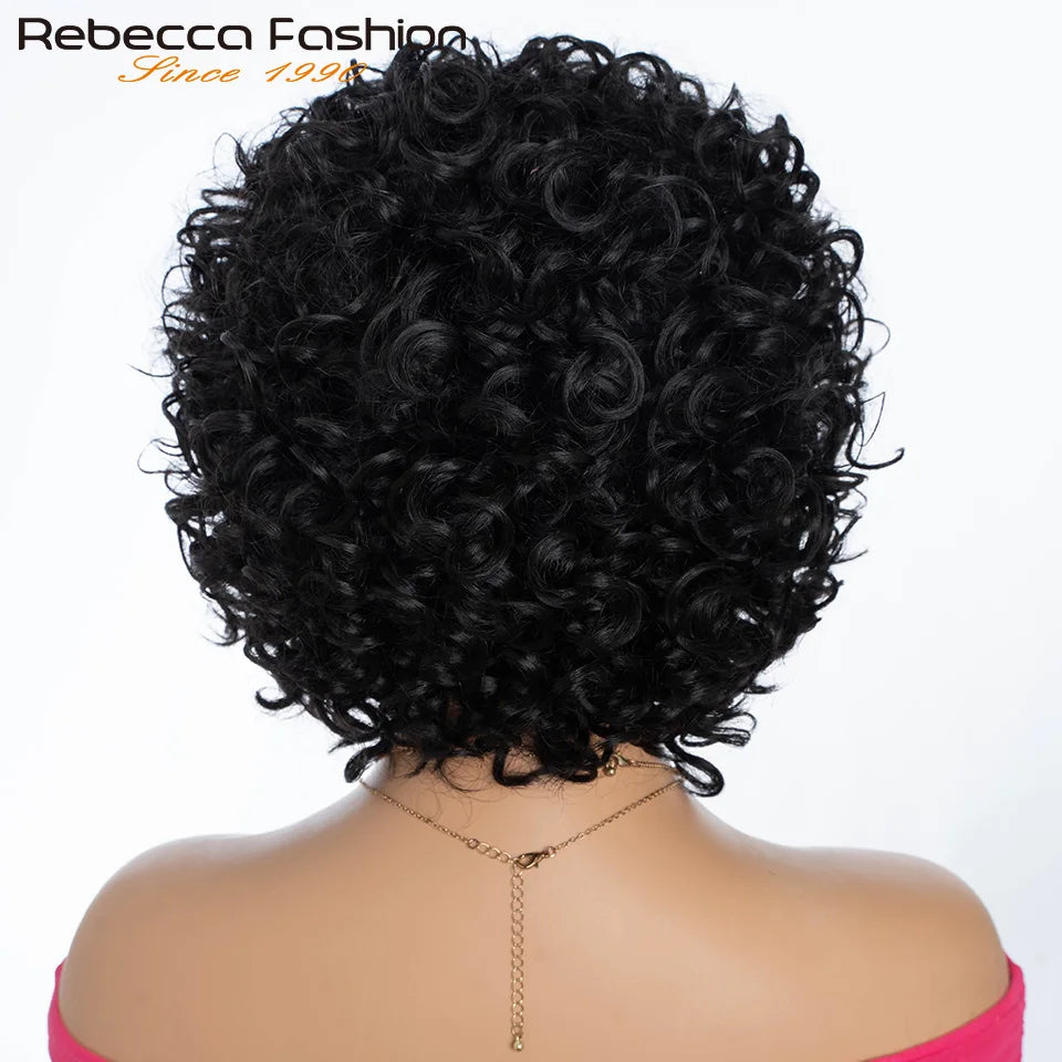 Rebecca 10-inch Brazilian Remy human hair wig, curly water wave texture, 1B #4 ombre style for Black women