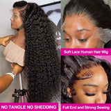 Brazilian Deep Curly 13x6 Lace Frontal Wigs 300% Density Deep Wave Human Hair Wig Natural Human Hair 5x5 Glueless Wigs For Women